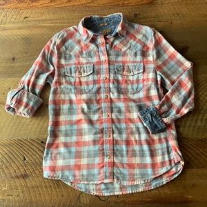 JACHS GIRLFRIEND “Bea” Pearl Snap Button Down Plaid Shirt, size Small
